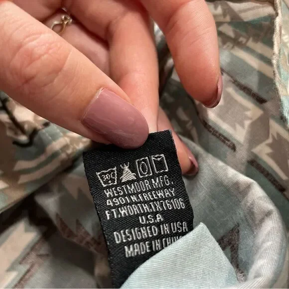 Rock & Roll Denim Aztec Print Snap Shirt Women’s Size XXL - Picture 6 of 10